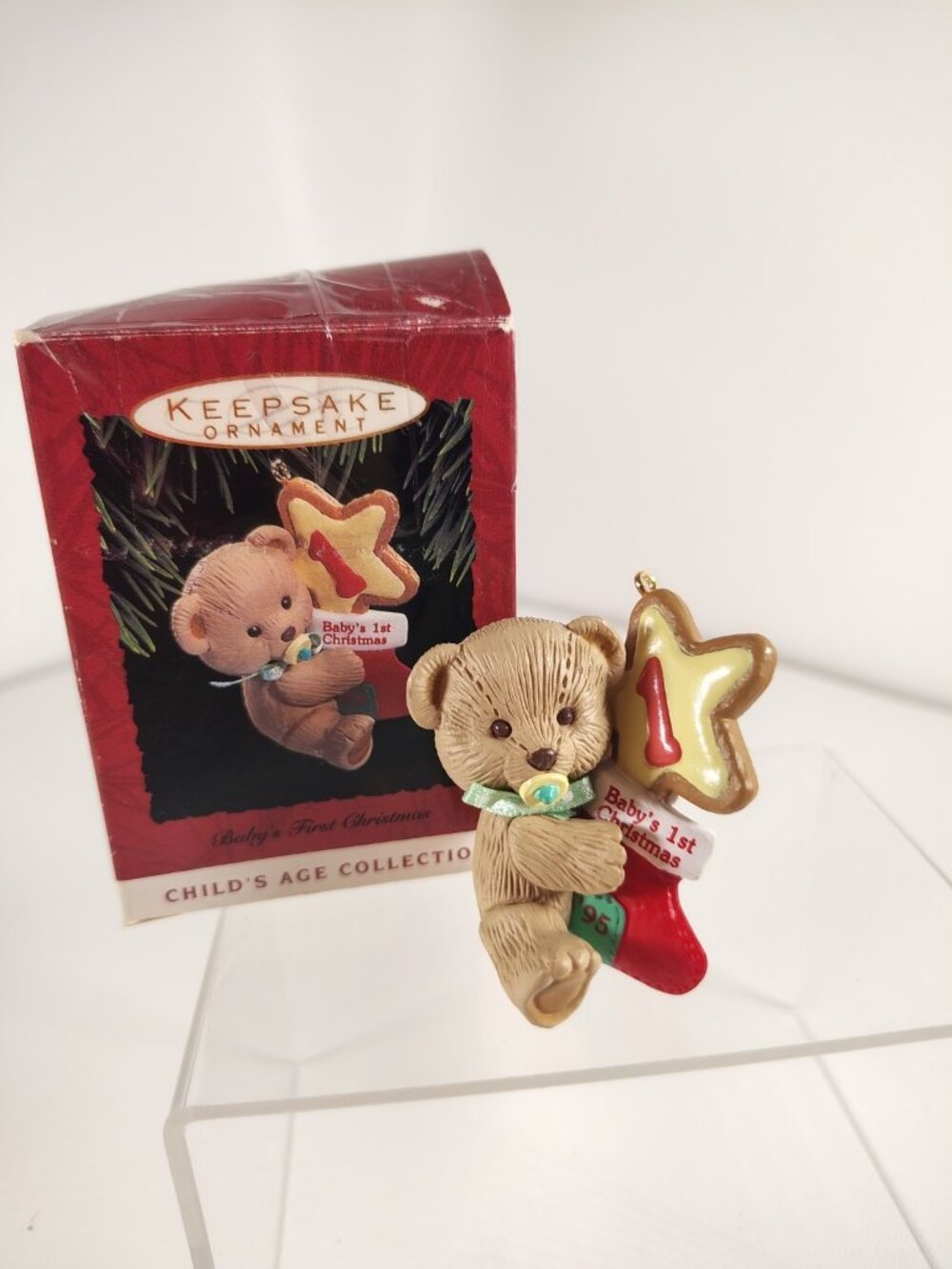 1993 Hallmark Keepsake Ornament Baby's First Christmas Teddy Bear Age 1